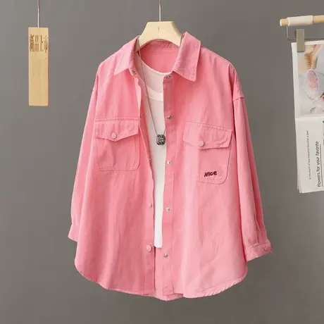 玫红色衬衫女外套早春秋2024新款法式轻熟上衣小个子洋气减龄衬衣图片