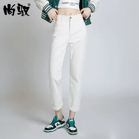 2023年春秋新款牛仔裤女杏色弹力牛仔弹力修身垮裤宽松百搭老爹裤图片