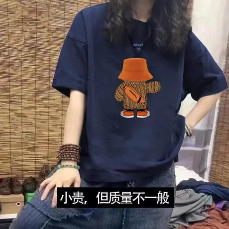 大码hiphop美式复古T恤女夏季宽松设计感纯棉短袖ins潮牌半袖上衣商品大图