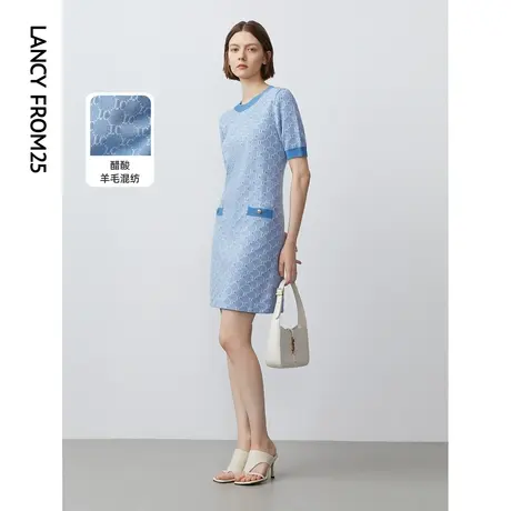朗姿羊毛法式别致独特高级感气质小香风连衣裙2023春秋季新款裙子商品大图