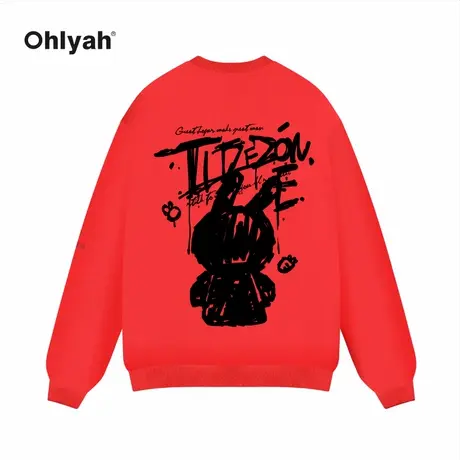 Ohlyah卡通兔年本命年衣服红色情侣卫衣2023年新款男女同款秋冬季图片