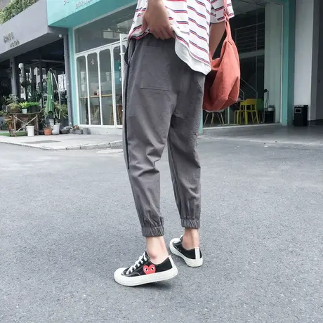 老爹裤潮男网红潮牌小脚九分宽松潮流工装抖音束脚8分9分修身裤子商品大图