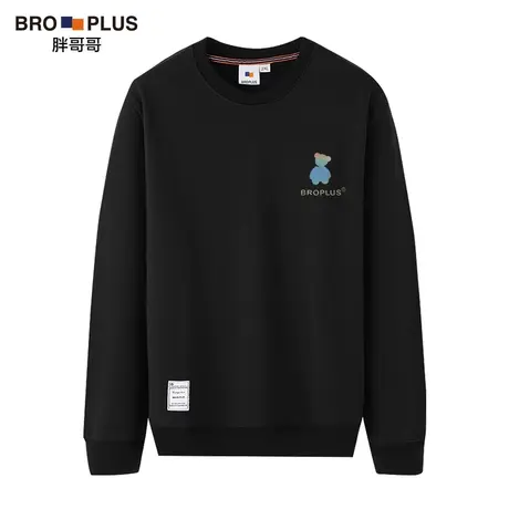 胖哥哥大码卫衣男加绒打底加肥加大幻彩小熊潮流胖子宽松圆领上衣商品大图