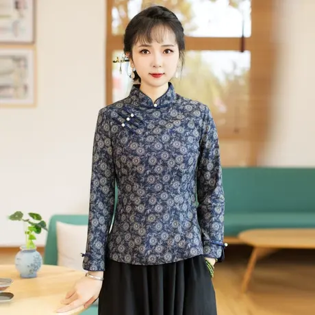 筠雅新款改良唐装旗袍女秋季新款上衣时尚盘扣复古日常可穿23J218商品大图