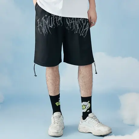 木村三社国潮骨头印花宽松短裤男潮牌潮流百搭ins夏季运动休闲裤商品大图