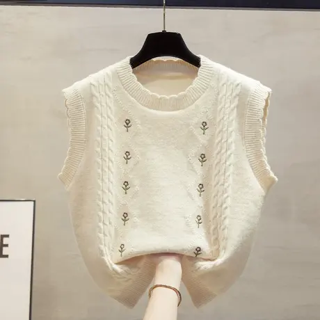 圆领针织马甲背心女2023秋装新款宽松外穿马夹叠穿外搭毛衣坎肩潮商品大图