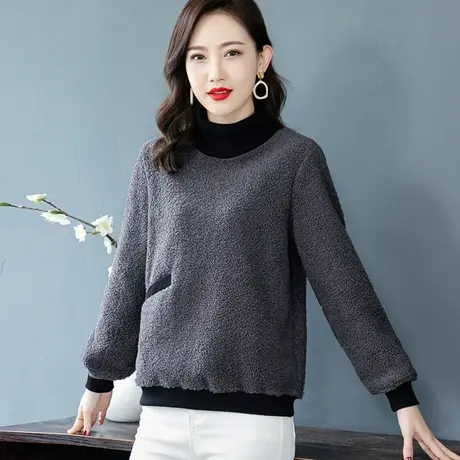 加绒厚打底衫女2023秋冬新款洋气时尚内搭半高领百搭大码保暖减龄商品大图