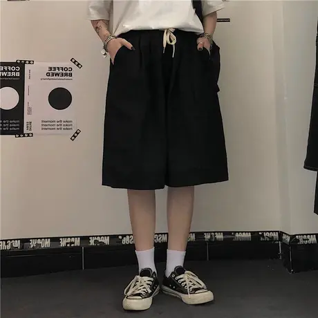 阔腿短裤女夏季宽松韩版小个子高腰显瘦直筒休闲运动五分裤潮ins商品大图