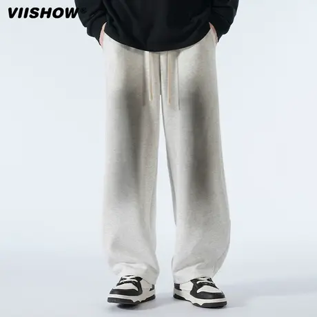 VIISHOW运动裤男春秋宽松休闲裤直筒垂感卫裤涂鸦弹力抽绳长裤商品大图