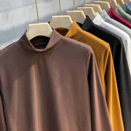 秋冬季中领打底衫男内搭 韩版潮流半高领长袖T恤体恤衫上衣服男商品大图