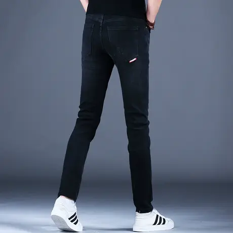 2023男士牛仔裤子黑色简约修身百搭小脚裤秋季男潮牌休闲弹力裤子商品大图