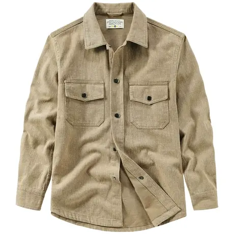 VIP春秋长袖衬衫外套男士牛仔休闲衬衣工装夹克日系复古上衣潮流商品大图