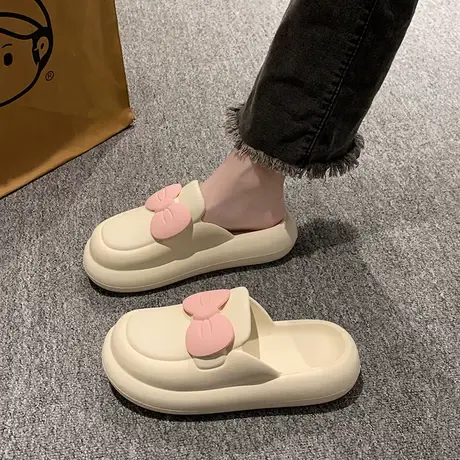 踩屎感甜美舒适拖鞋女2023夏季新款包头无后跟懒人蝴蝶结时尚凉拖商品大图