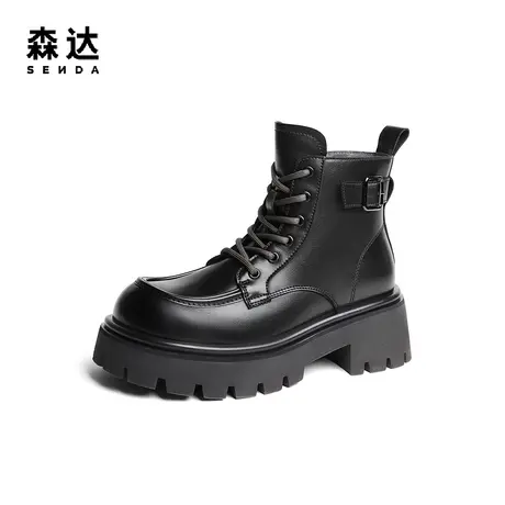 森达马丁靴女冬季场同款防撞头户外机车风休闲短筒靴SWG01DD3图片
