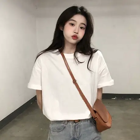 ins潮2023早春夏装新款短袖T恤女学生宽松洋气减龄百搭半袖上衣商品大图