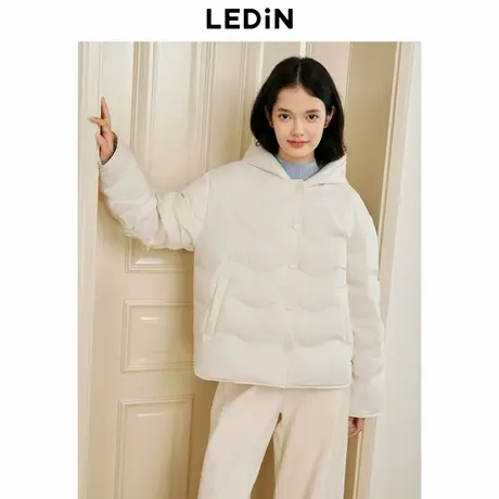 乐町连帽羽绒服女冬季新款简约轻柔保暖好穿羽绒外套洋气商品大图