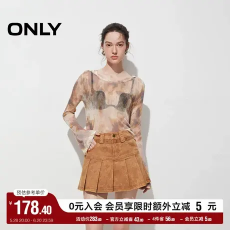 ONLY奥莱夏季辣妹复古A字百褶裙高腰短裙半身裙女图片
