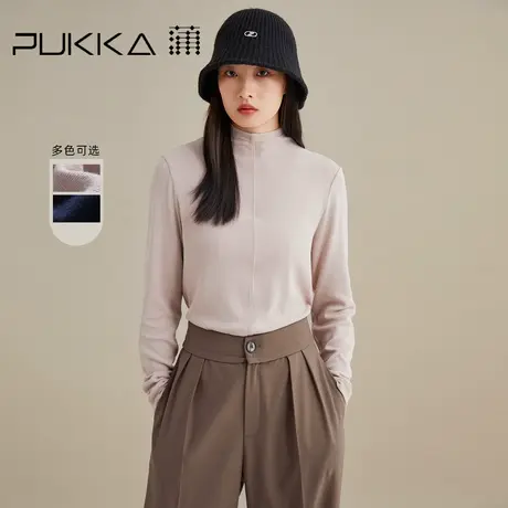 蒲PUKKA 显瘦针织衫女2022秋装新品宽松简约气质拼接长袖打底衫商品大图