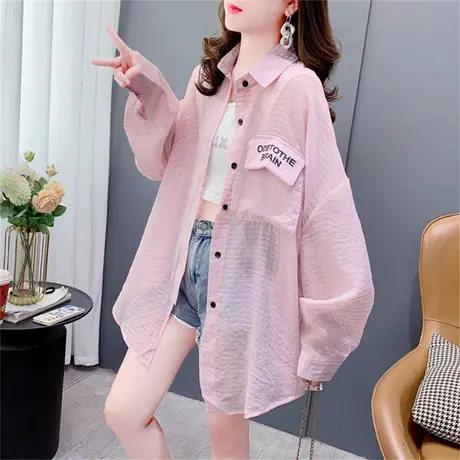 夏季轻薄透气设计感防晒衬衫女2023年新款宽松慵懒风百搭洋气外套商品大图