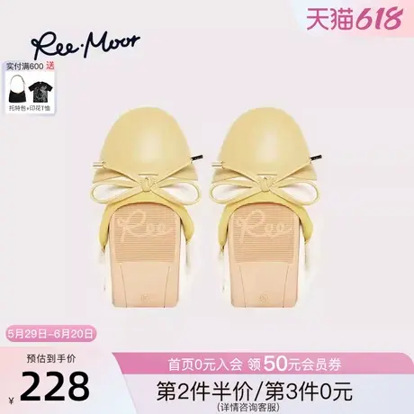 REEMOOR2025年春夏新款小香风蝴蝶结蛋卷鞋圆头浅口平底单鞋女鞋图片