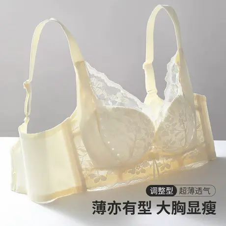 【大胸显小 洞洞杯】薄款反重力提拉防垂内衣女聚拢收副乳文胸罩商品大图