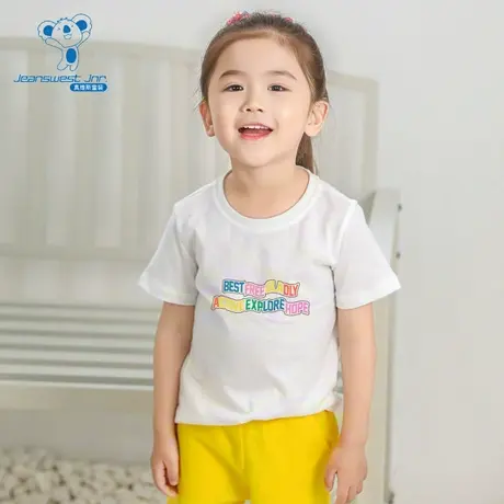 DQ真维斯童装2025夏季新款女童圆领棉质印花短袖T恤上衣图片