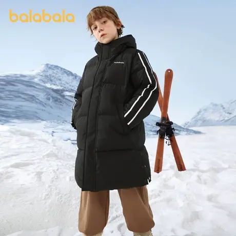 巴拉巴拉童装儿童羽绒服冬长款连帽外套男童女童保暖中大童亲子款商品大图