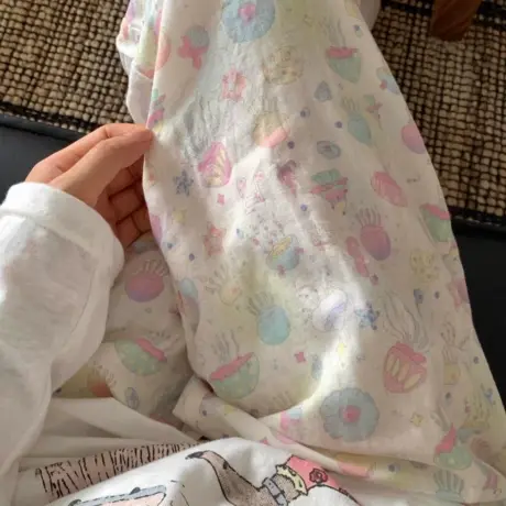 海底世界！可爱卡通a类纯棉双层纱布睡裤女休闲可外穿家居裤子商品大图