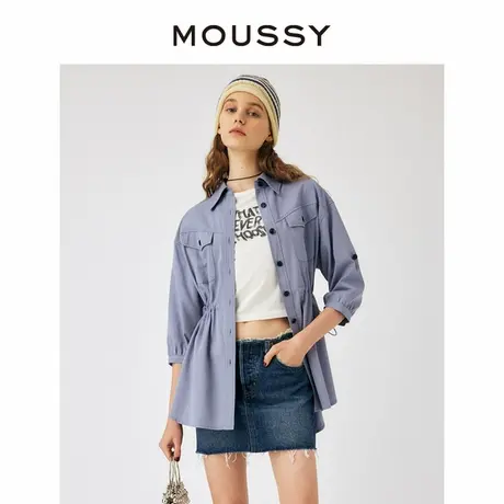 MOUSSY2024春季新款中性风抽绳设计宽松衬衫外套女028GAW30-5900商品大图