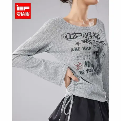 IEF/爱依服2025秋季新款美式甜酷个性辣妹气质设计感印花百搭上衣图片