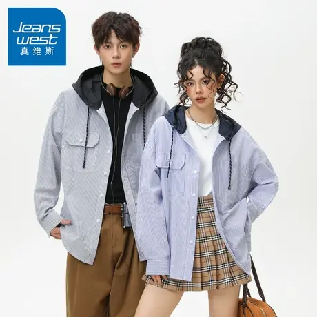 N5真维斯男士长袖衬衫2025新款秋季户外春秋情侣上衣男生休闲衬衣商品大图
