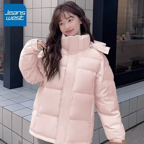 KV真维斯羽绒服短款冬季2025年新款加厚休闲宽松百搭舒适连帽棉服商品大图