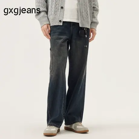 gxg.jeans男装  时尚水洗擦色潮流美式复古时尚牛仔长裤 25秋新品商品大图