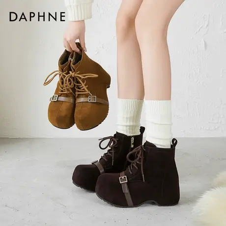 达芙妮厚底短靴女款2025秋冬新款勃肯鞋短靴大头靴内增高马丁靴女商品大图