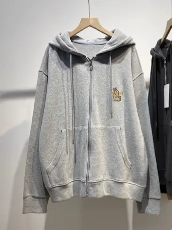 山东即墨连帽开衫oversize大码休闲风加绒卫衣女ins秋冬灰色外套商品大图