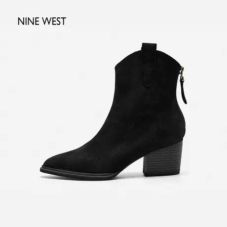 Nine West/玖熙酷飒显瘦羊反绒短靴女2023年冬季新款加绒时装靴女图片