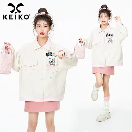 复古软糯灯芯绒外套女2023秋季新款设计感洋气百搭韩系宽松夹克商品大图