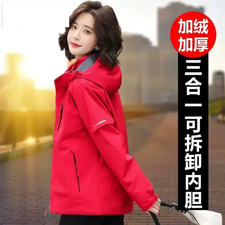 恋上17号冲锋衣外套女三合一可拆卸内胆2022新款冬季防风保暖羽绒图片