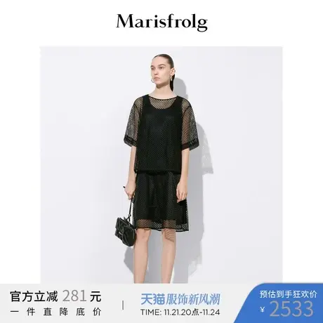玛丝菲尔2022夏季时尚网眼透气假两件运动休闲风新款连衣裙女图片