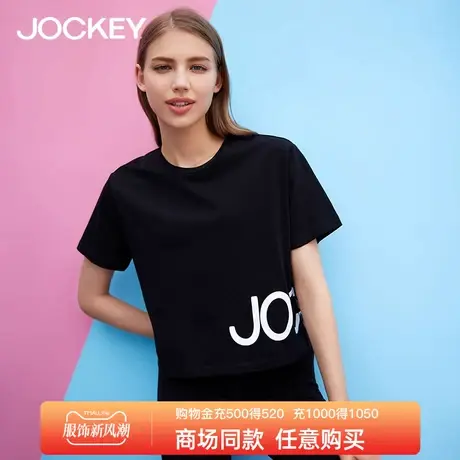 Jockey夏季新款纯棉潮流短袖T恤女士圆领薄款夏装半袖体恤上衣图片