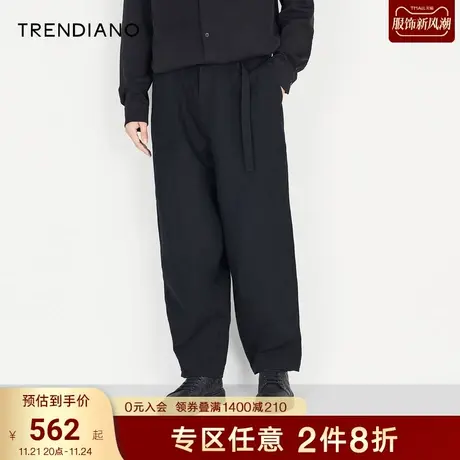 TRENDIANO官方男装冬季新款宽松羊毛休闲长裤男商品大图