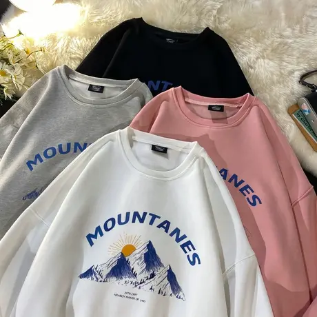 潮牌七夕情侣装t恤长袖高级感2023新款春秋款卫衣男女内搭打底衫商品大图