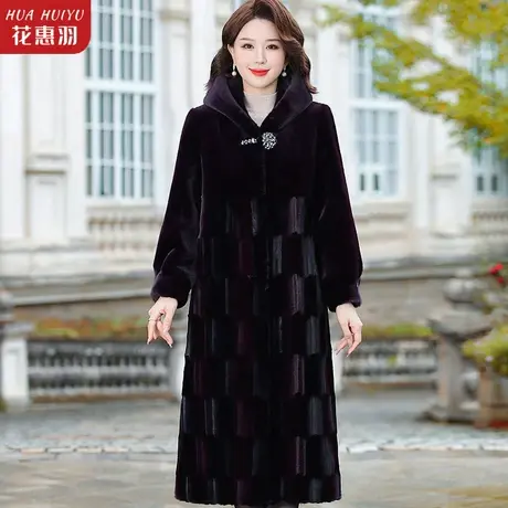 妈妈秋冬装新款水貂绒外套中年上衣中老年毛呢大衣中长款洋气高贵图片