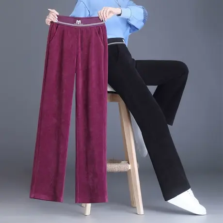 阔腿裤女春秋高腰垂感裤子2023年新款秋冬中年妈妈裤秋季休闲女裤商品大图