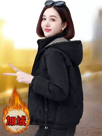 恋上17号加绒棉衣女冬季2022年新款中年妈妈短款冬装棉服女士加厚商品大图