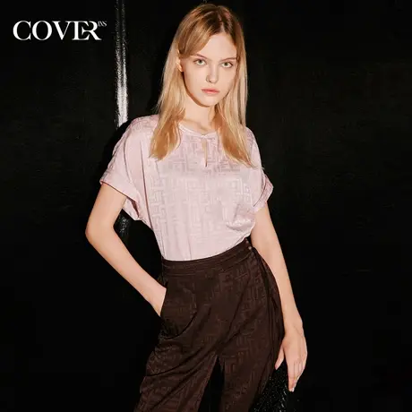 COVER秋季新中式醋酸袖口翻折衬衫图片