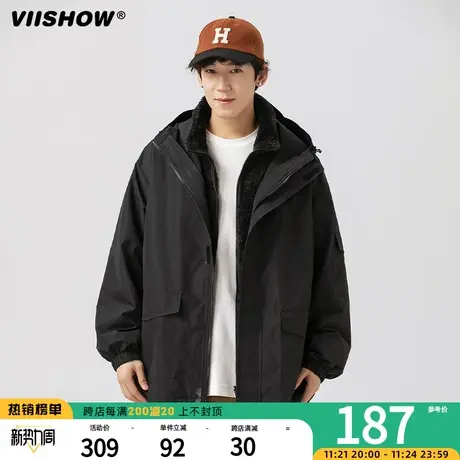 VIISHOW日系三合一冲锋夹克男2023秋冬季新款加绒加厚潮牌夹克外商品大图