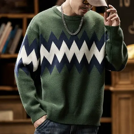 百搭保暖男士毛衣安迪绒加厚针织衫时尚简约舒适打底毛衣商品大图