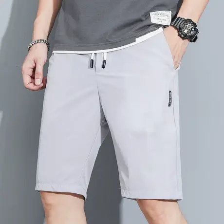 夏季薄款冰丝男士短裤宽松潮流休闲运动速干五分中裤子外穿大裤衩商品大图