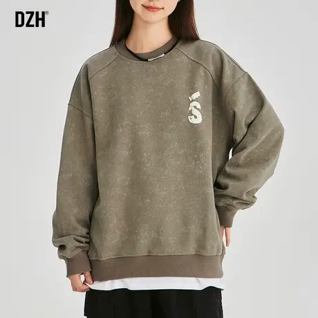 情侣装扎染美式卫衣秋季男2023新款重磅宽松上衣休闲潮牌外套秋装商品大图